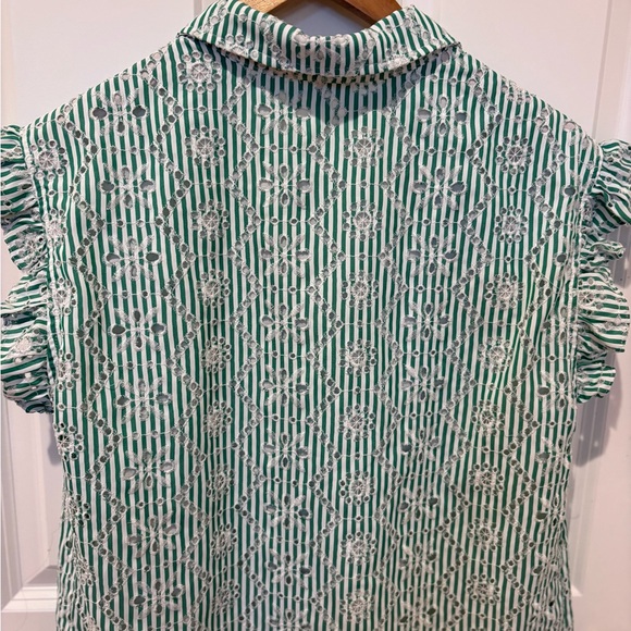 Fate Green Striped Floral Ruffle Sleeve Blouse, size Small - Picture 5 of 6